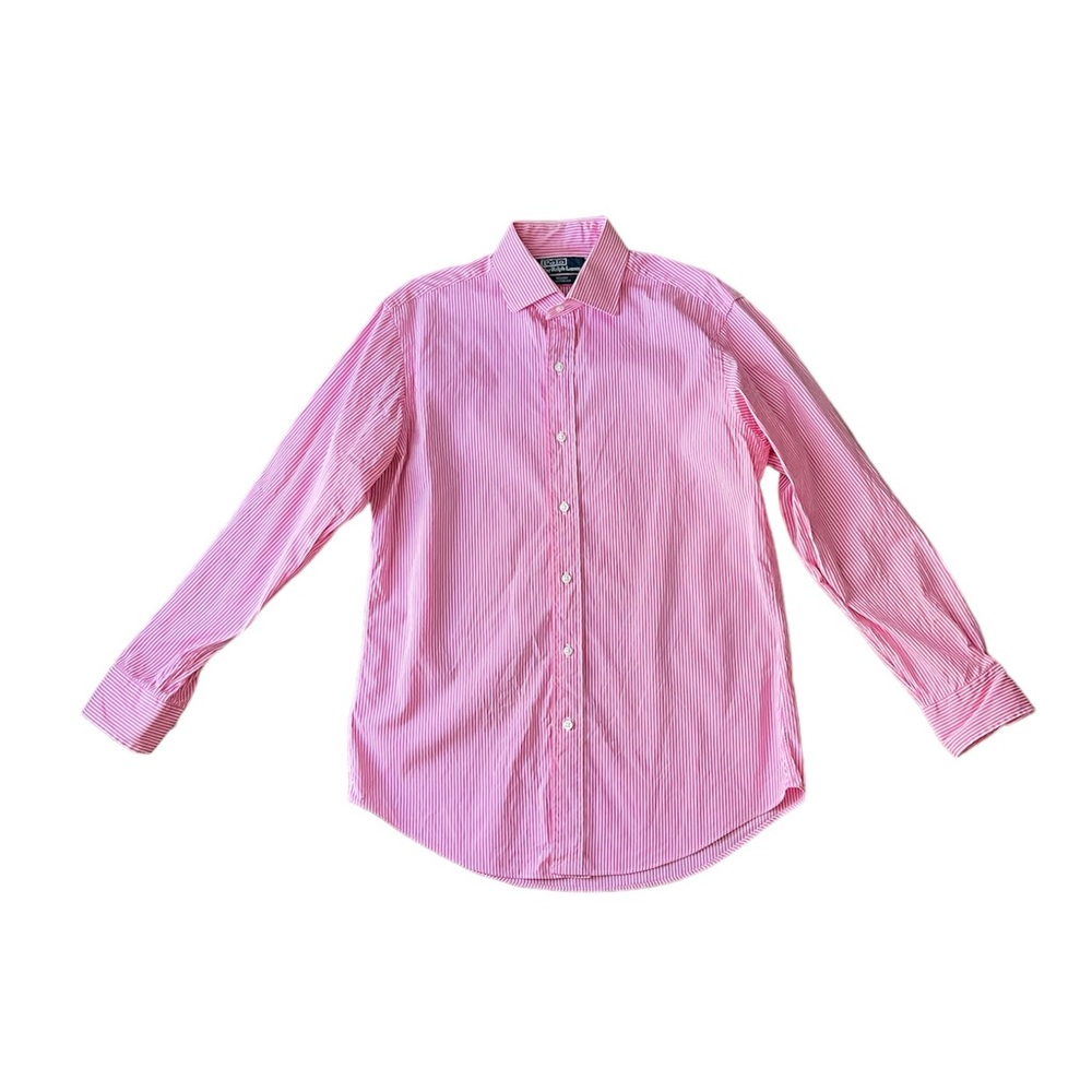 Polo by Ralph Lauren Pink Striped Regent Custom Fit Oxford Shirt 15.5 x 32/33